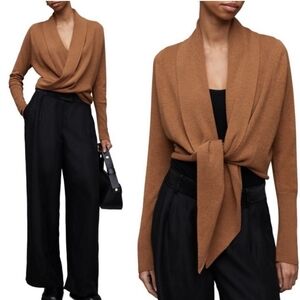 ALLSAINTS Cashmere Brown Wrap Cardigan